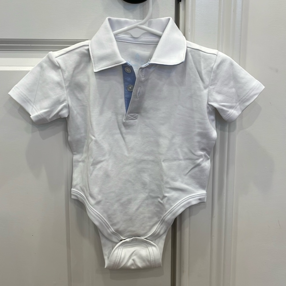 Classic Prep White Collared Onesie size 6-9 months